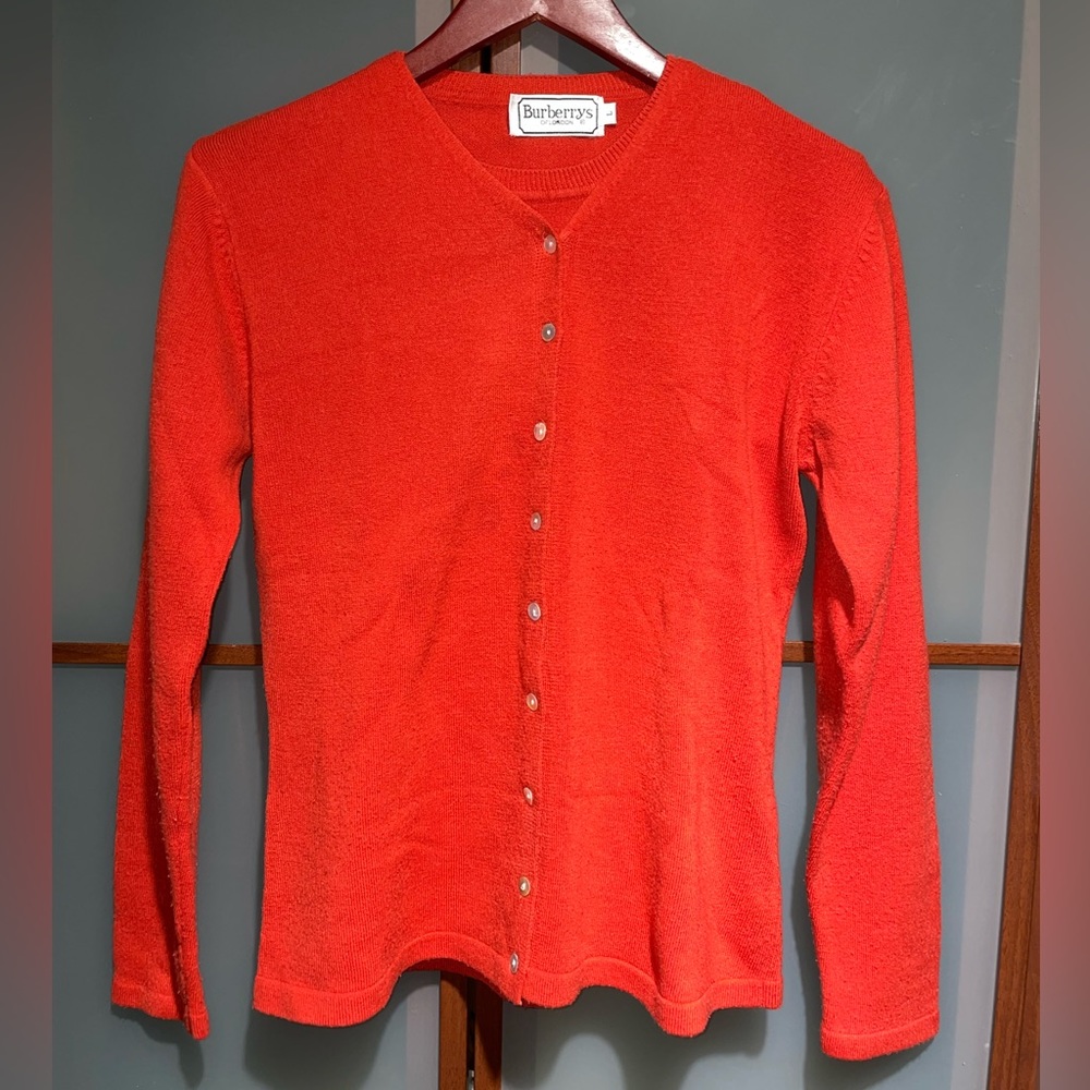 Burberrys Of London Vintage 90s Womens Cashmere Cardigan Sweater 2 Pc Set Large